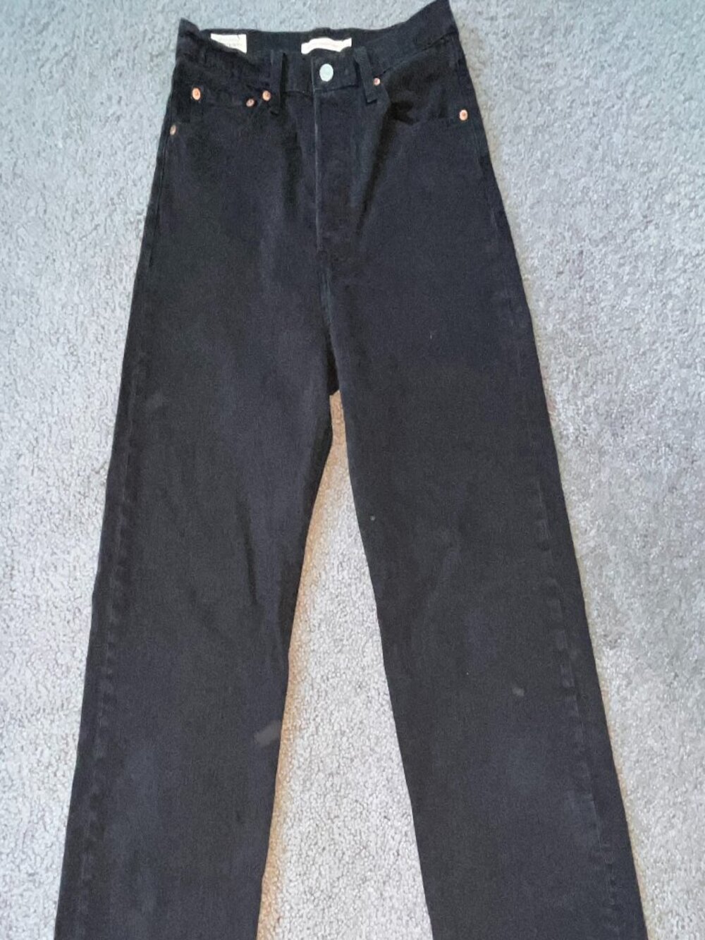 LEVI'S BIG "E" RIBCAGE STRAIGHT ANKLE RELEASED HEM JEANS in BLACK LABELED W28L29